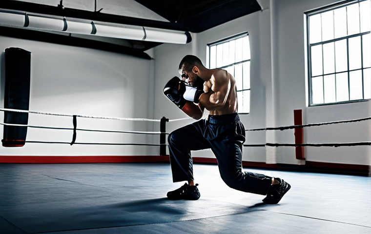 격투기 훈련 로그 기록법 - Striking Training**
"A fully clothed MMA fighter practicing striking techniques in a gym, wearing g...